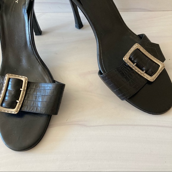 Burberry Leather Buckle Heels Open Toe 41.5 11.5 - Picture 2 of 8